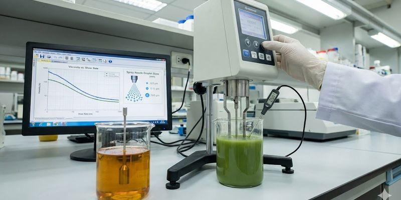 Viscosity measurement of fertilizers and agrochemicals in a laboratory